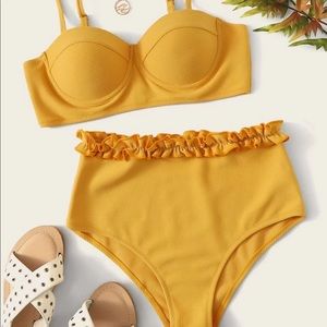 Yellow high waisted bathing suit